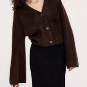 Banana Republic Women's brushed Cashmere Small Dark Brown Flare Sleeve